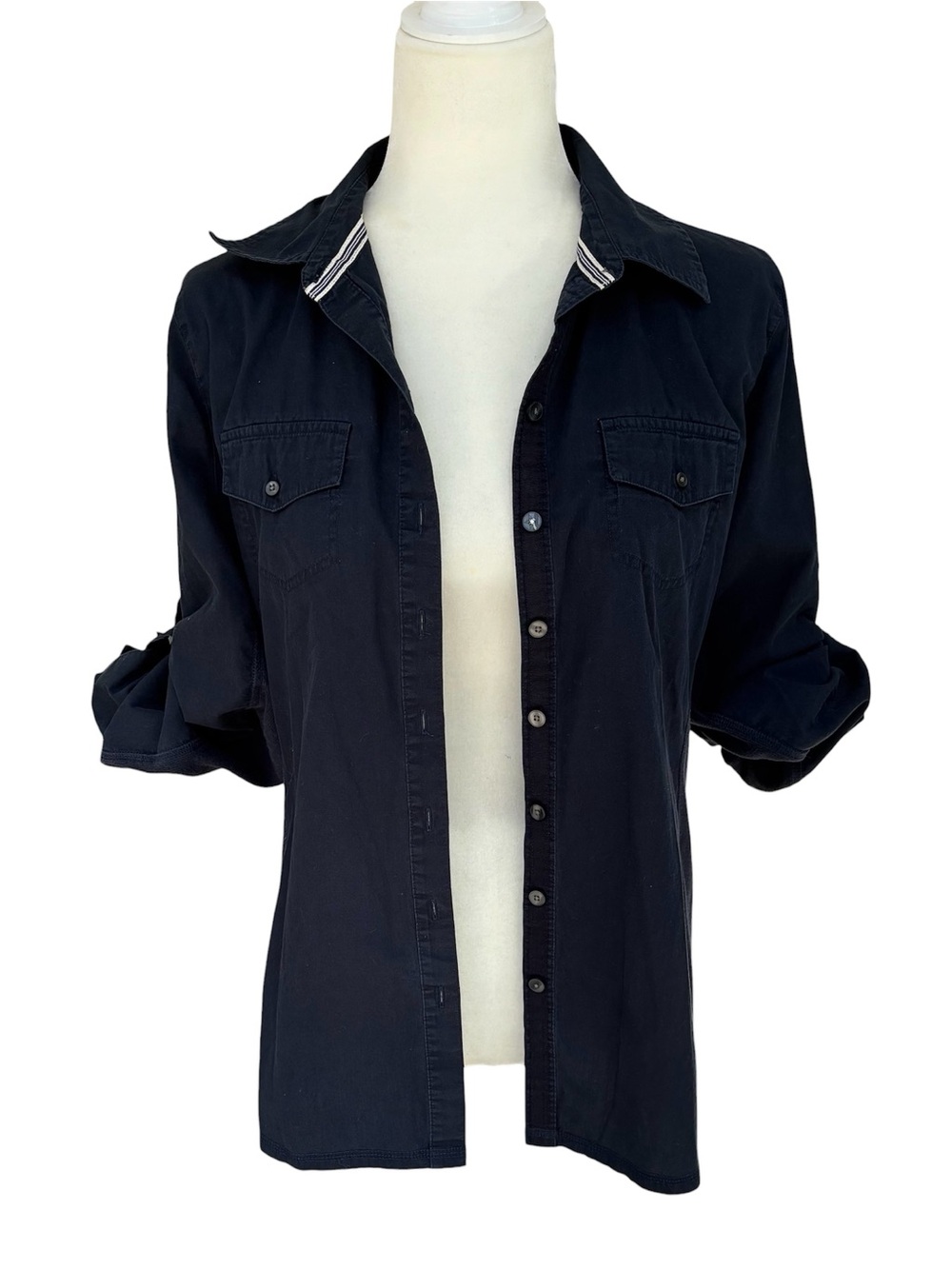 Converse Navy Utility Long Sleeve Button-down Shirt L EUC Vintage 2000s - Picture 4 of 9